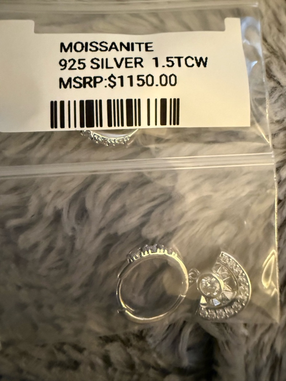 Moisanite  Sterling Silver Crescent Drop Earrings 1.5 ct   NWT - Picture 8 of 12